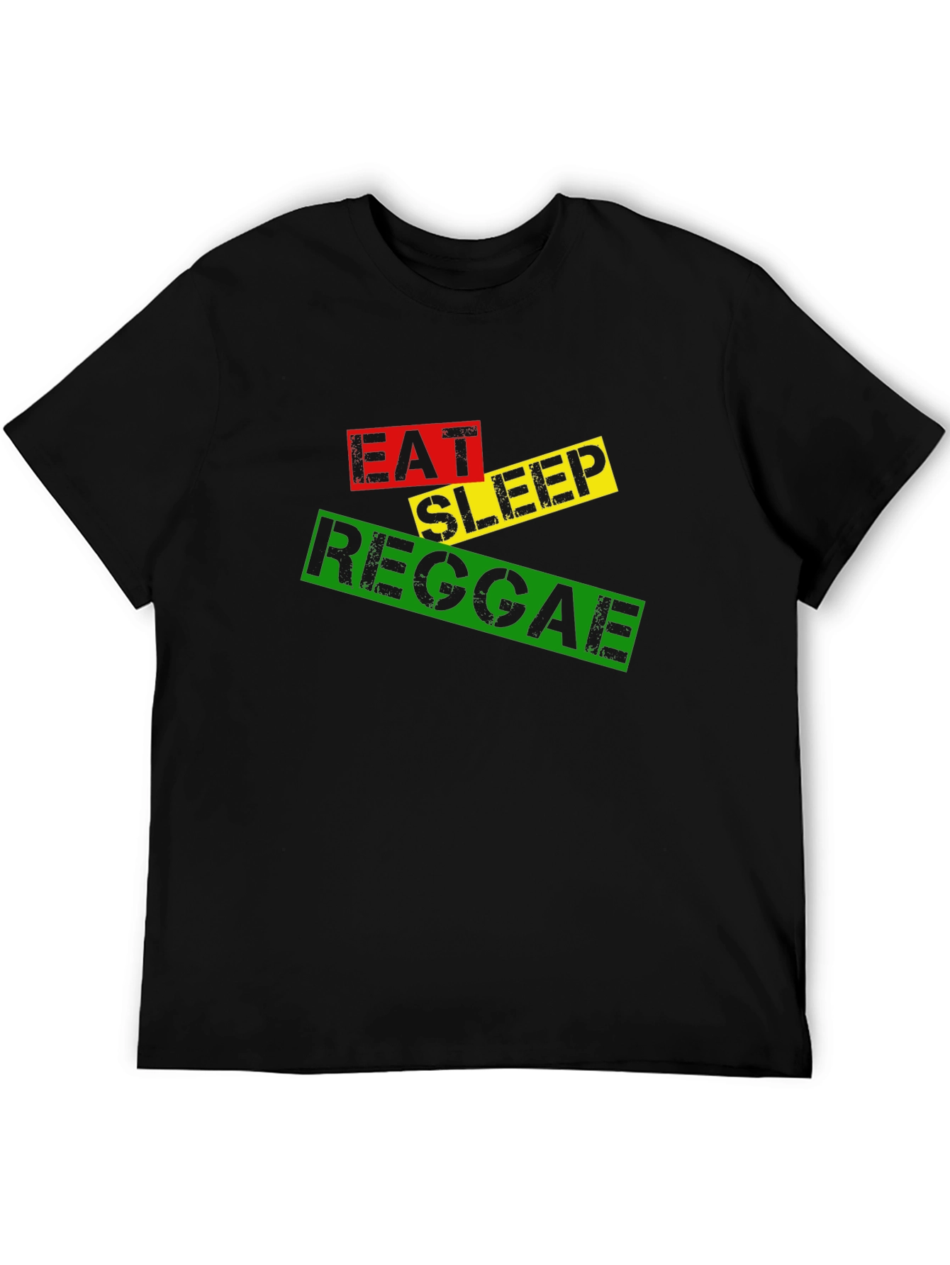 Eat Sleep Reggae T-Shirt Black Cotton