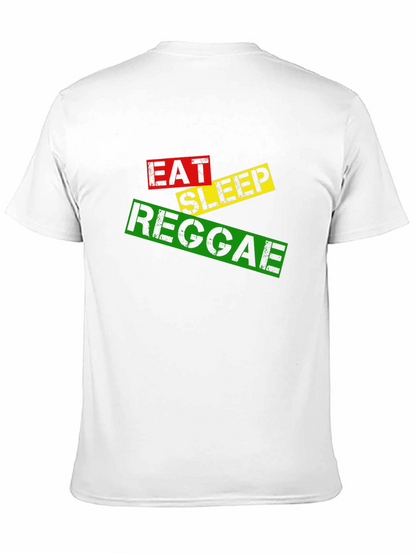 Eat Sleep Reggae T-Shirt Black Cotton