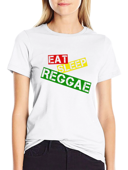 Eat Sleep Reggae T-Shirt Black Cotton
