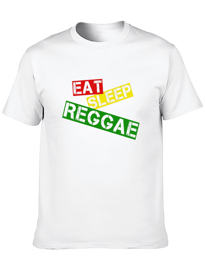 Eat Sleep Reggae T-Shirt Black Cotton