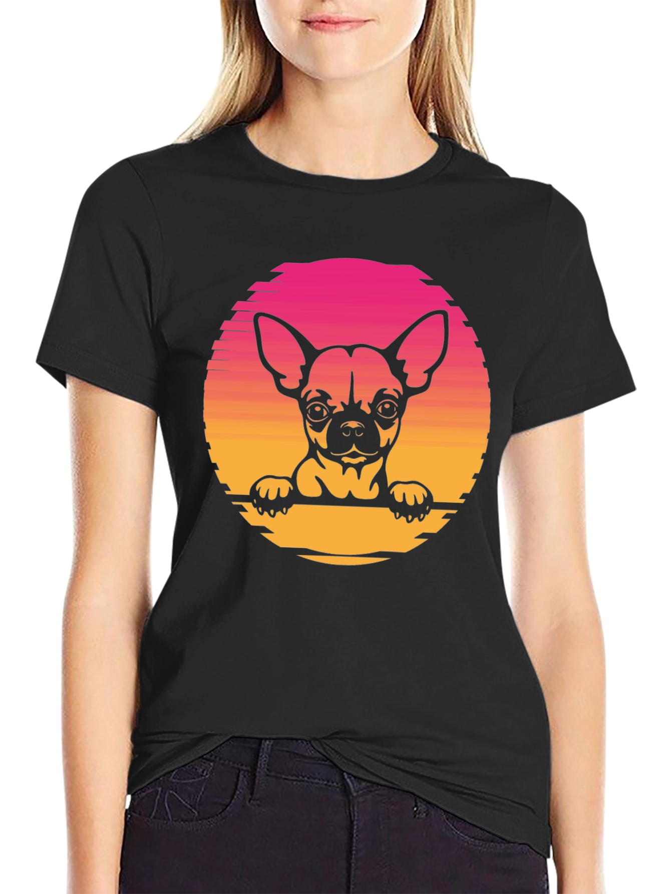 Chihuahua Sunset Graphic Tee - Unisex Black T-Shirt
