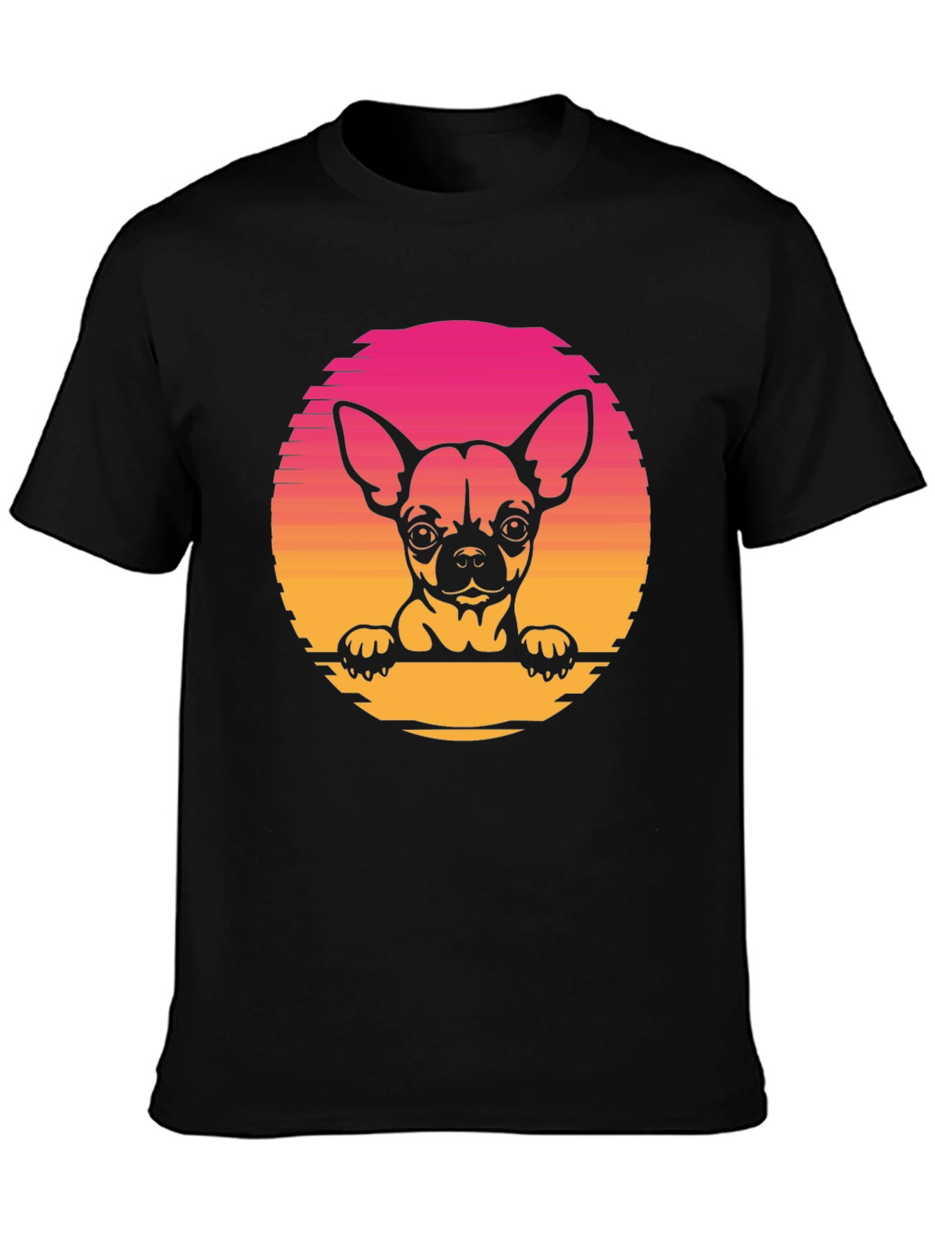 Chihuahua Sunset Graphic Tee - Unisex Black T-Shirt