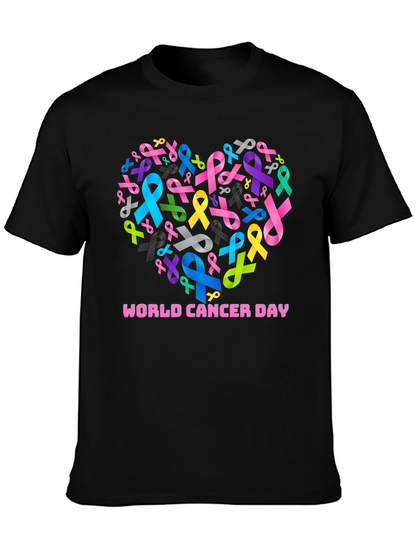 World Cancer Day Ribbon Heart T-Shirt
