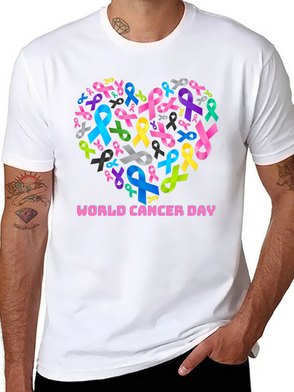 World Cancer Day Ribbon Heart T-Shirt