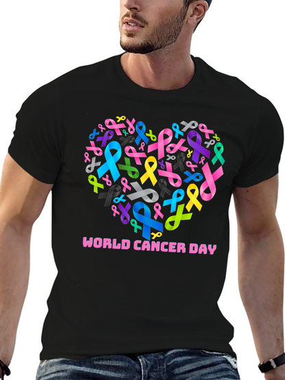 World Cancer Day Ribbon Heart T-Shirt