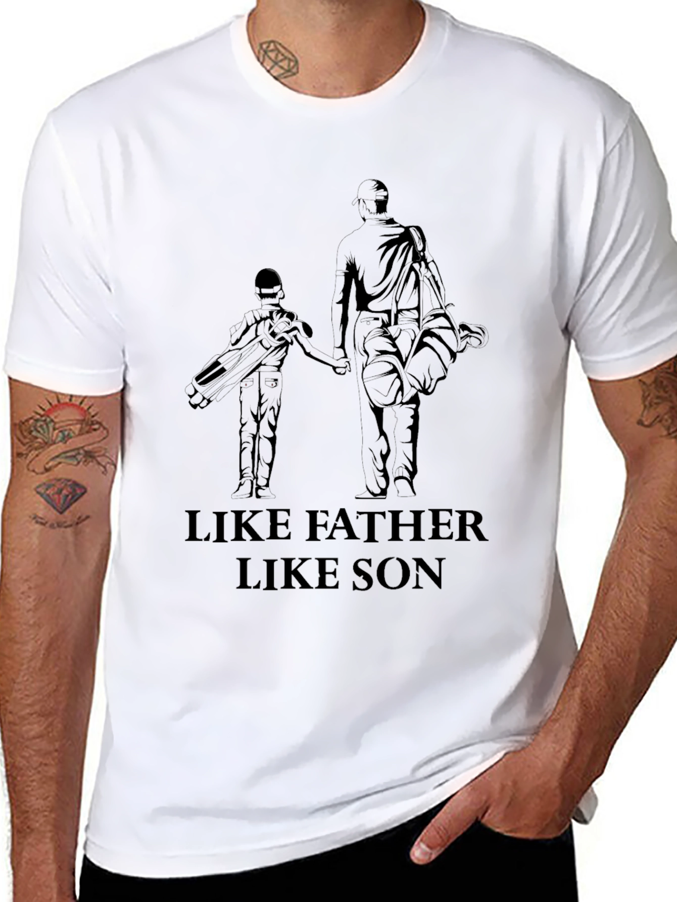 Like Father Like Son Black Graphic T-Shirt