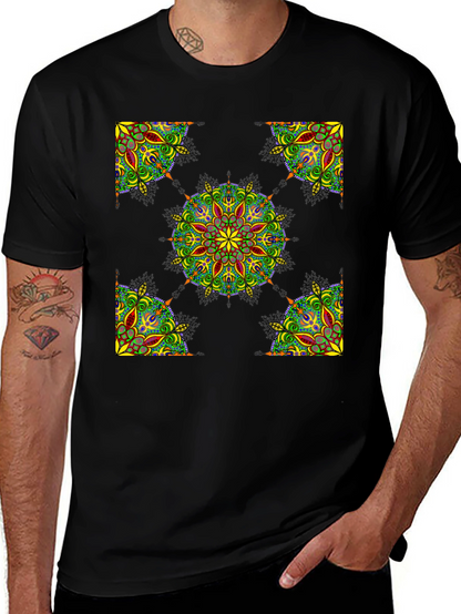 Black Mandala Print T-Shirt