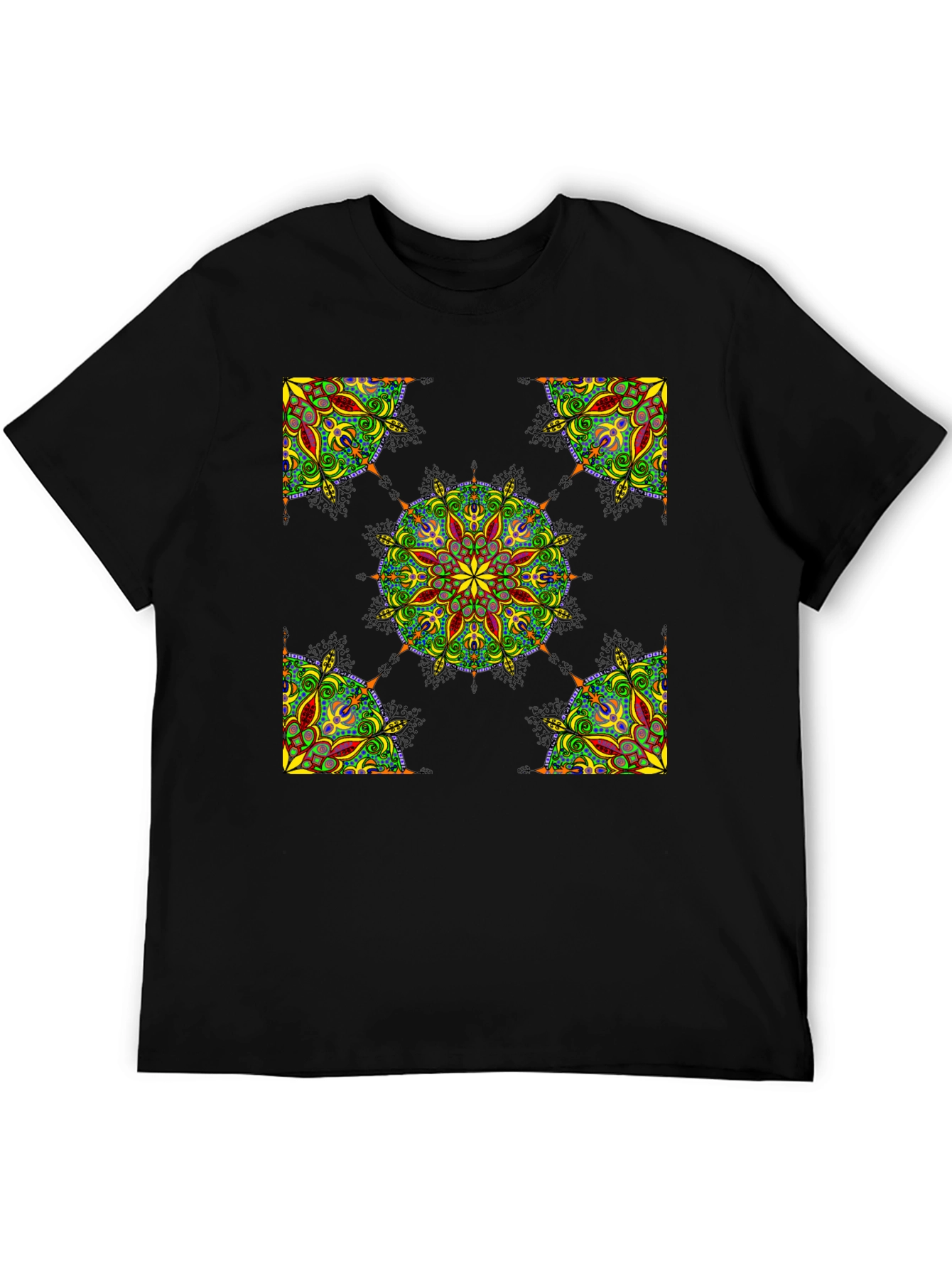 Black Mandala Print T-Shirt