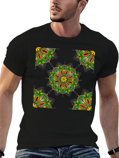 Black Mandala Print T-Shirt