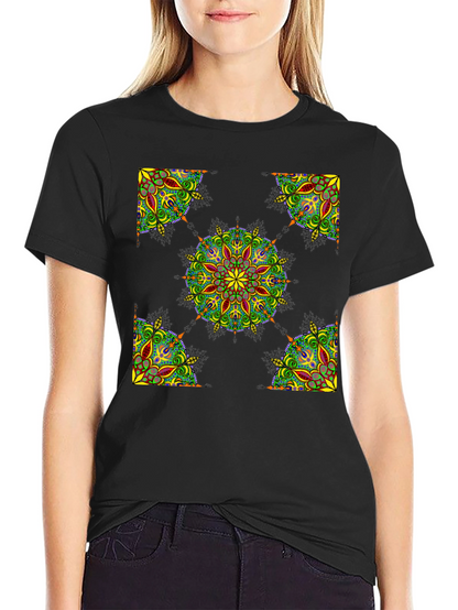 Black Mandala Print T-Shirt