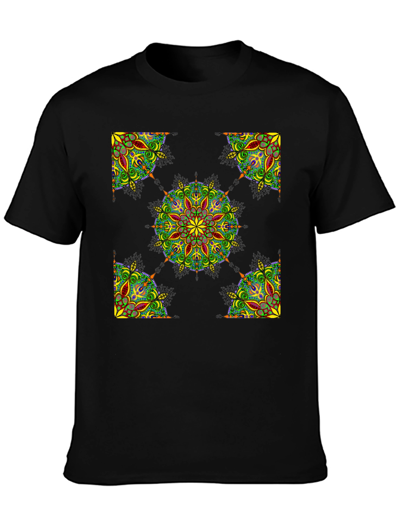 Black Mandala Print T-Shirt