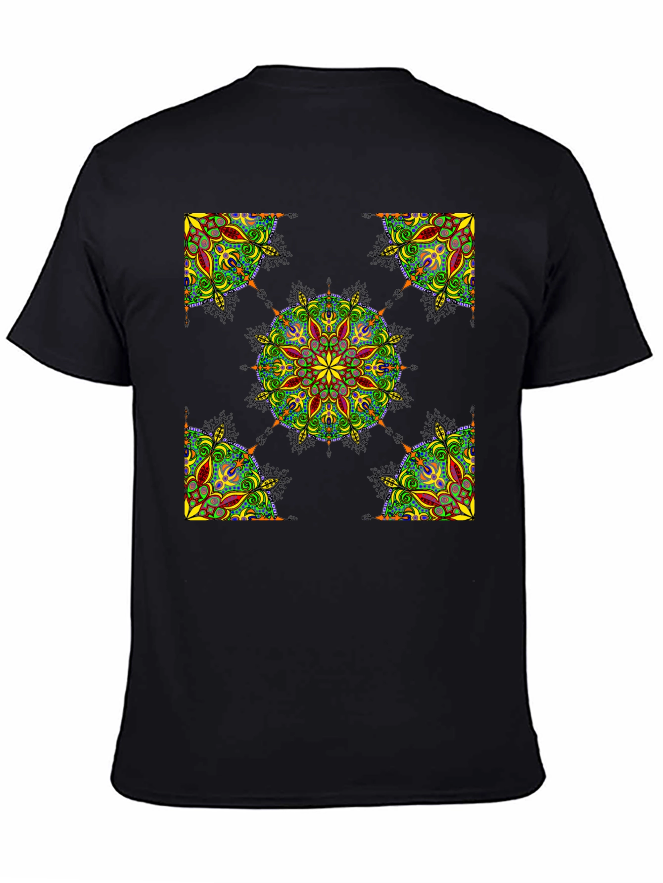Black Mandala Print T-Shirt