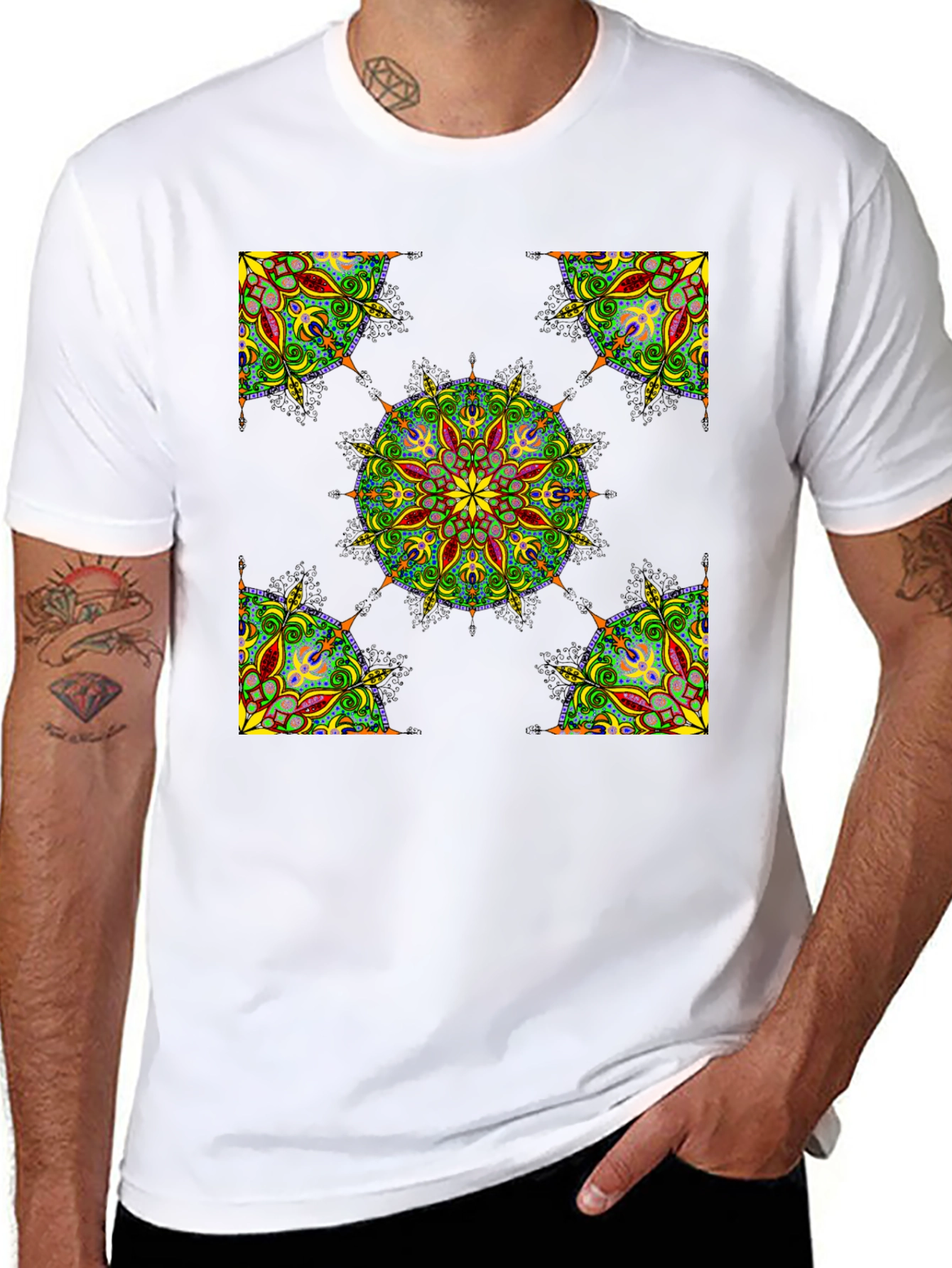 Black Mandala Print T-Shirt