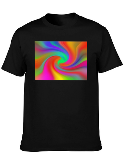 Vibrant Swirl Graphic Black T-Shirt
