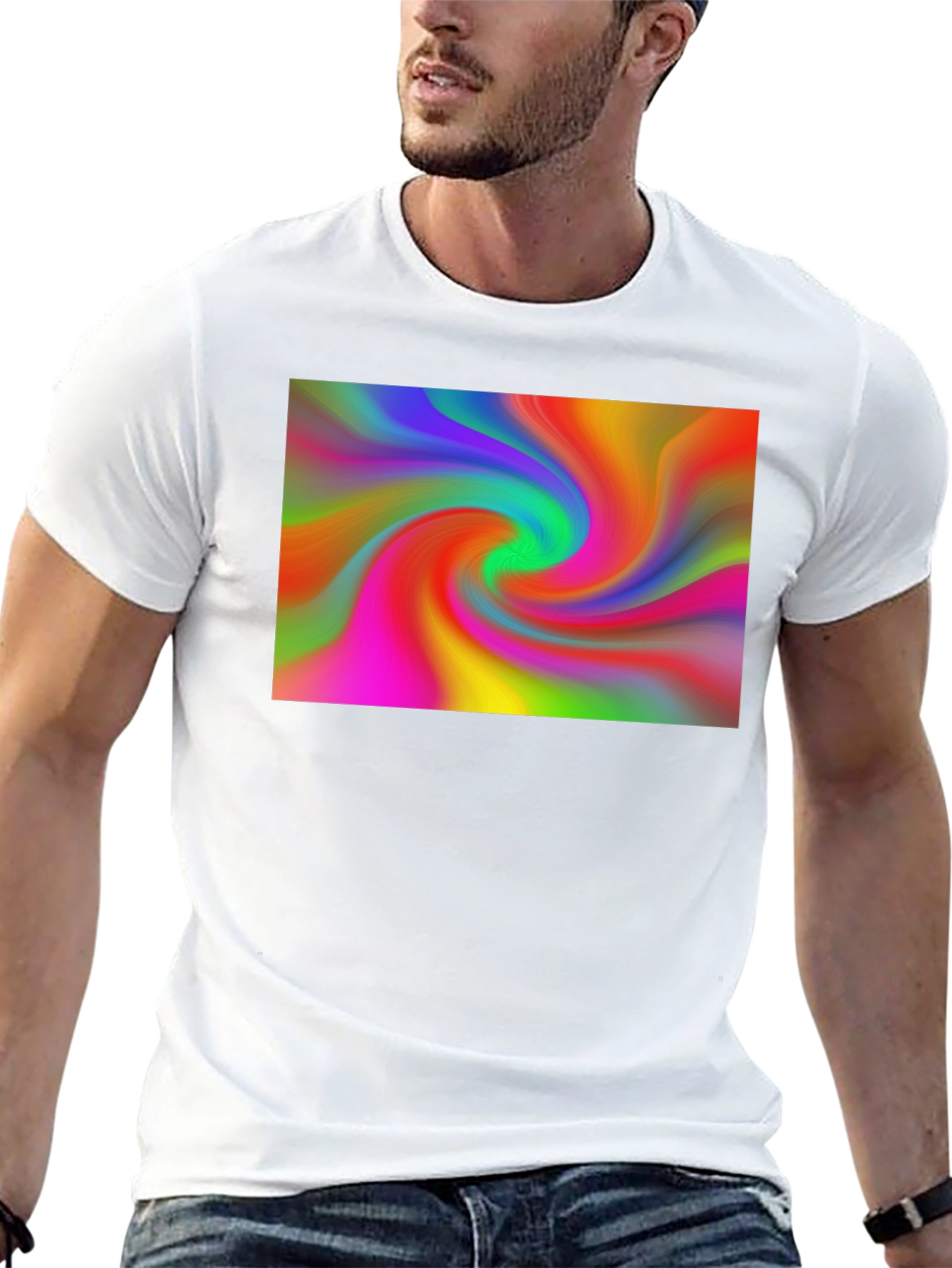 Vibrant Swirl Graphic Black T-Shirt