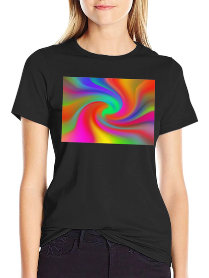 Vibrant Swirl Graphic Black T-Shirt
