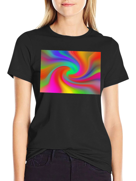 Vibrant Swirl Graphic Black T-Shirt