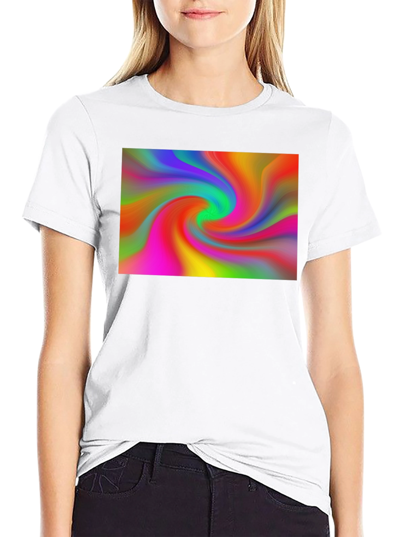 Vibrant Swirl Graphic Black T-Shirt