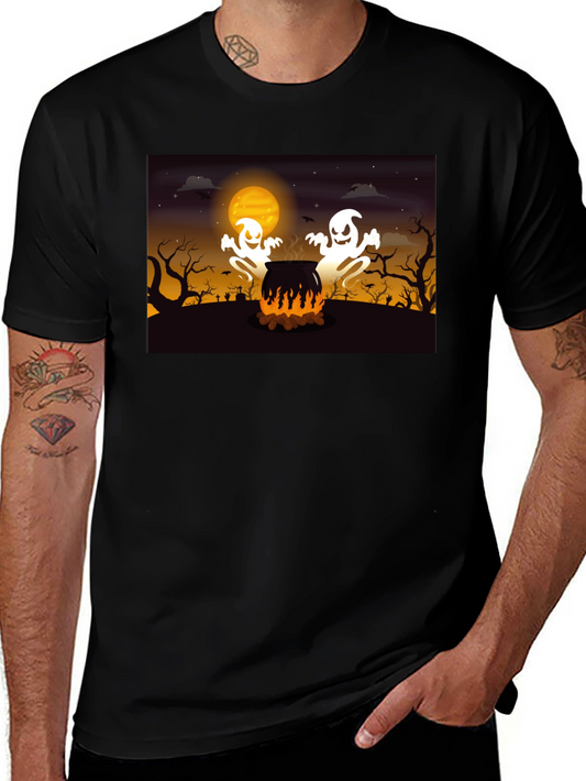 Halloween Ghost Cauldron Black T-Shirt