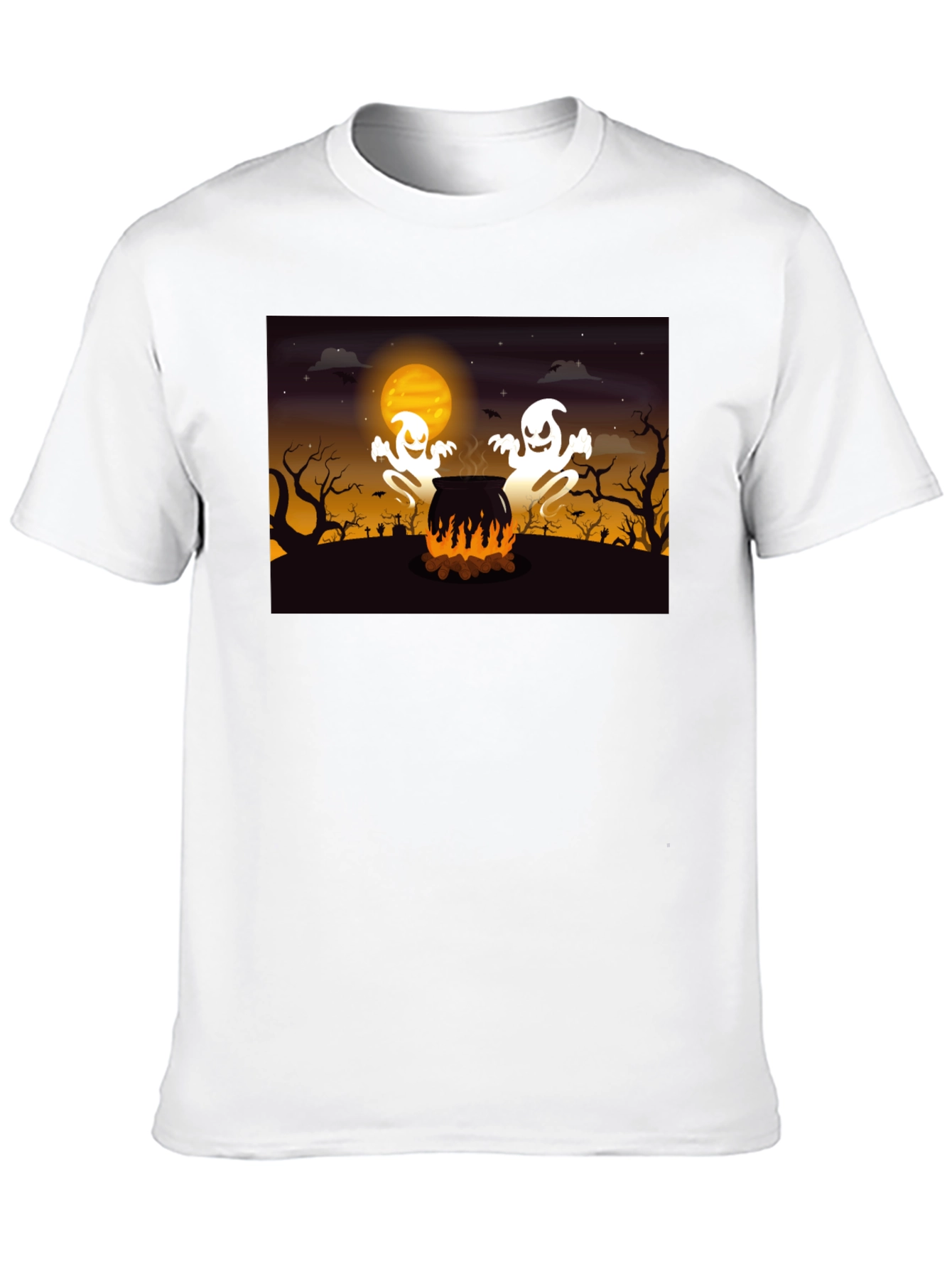 Halloween Ghost Cauldron Black T-Shirt