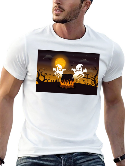 Halloween Ghost Cauldron Black T-Shirt