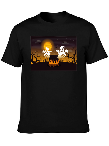 Halloween Ghost Cauldron Black T-Shirt