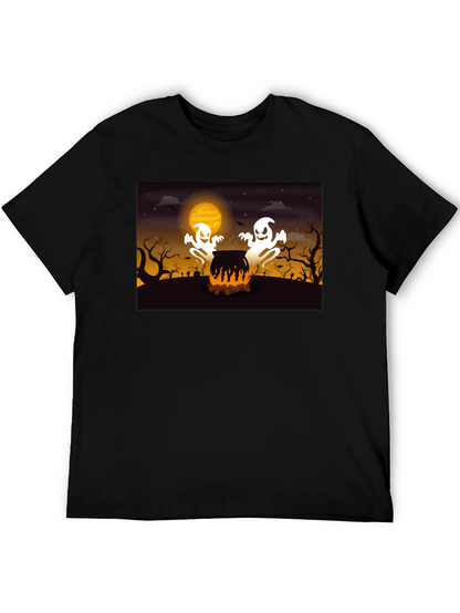 Halloween Ghost Cauldron Black T-Shirt