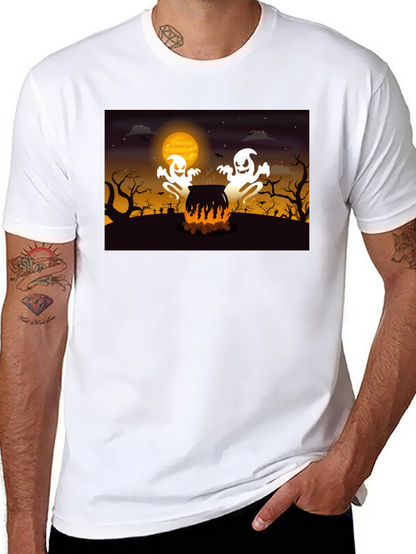 Halloween Ghost Cauldron Black T-Shirt