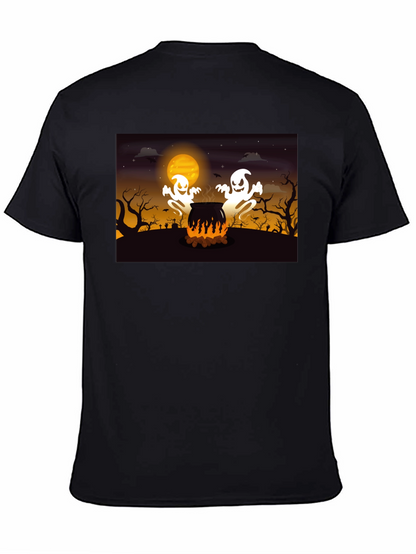 Halloween Ghost Cauldron Black T-Shirt