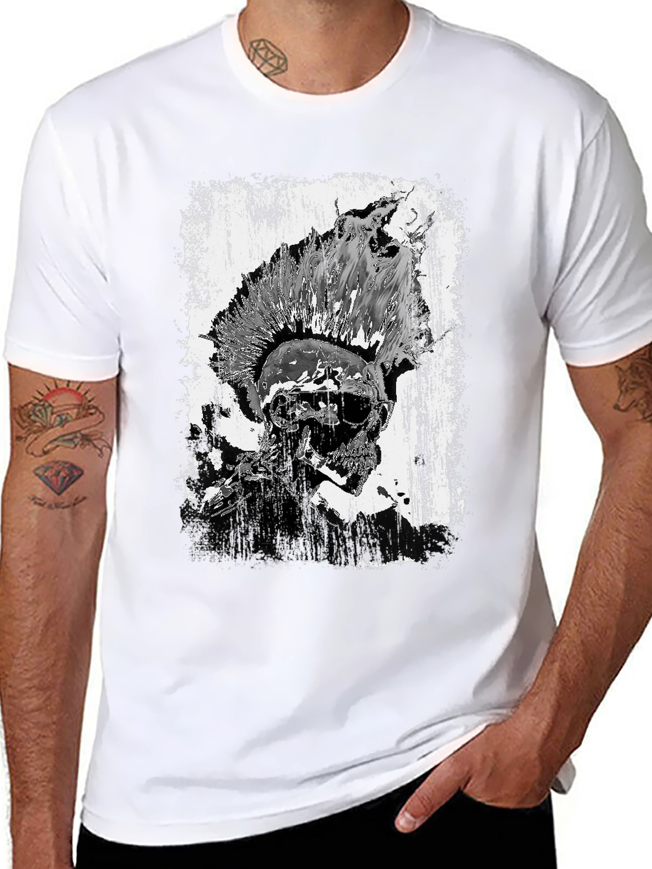Punk Skull Graphic Tee - Black