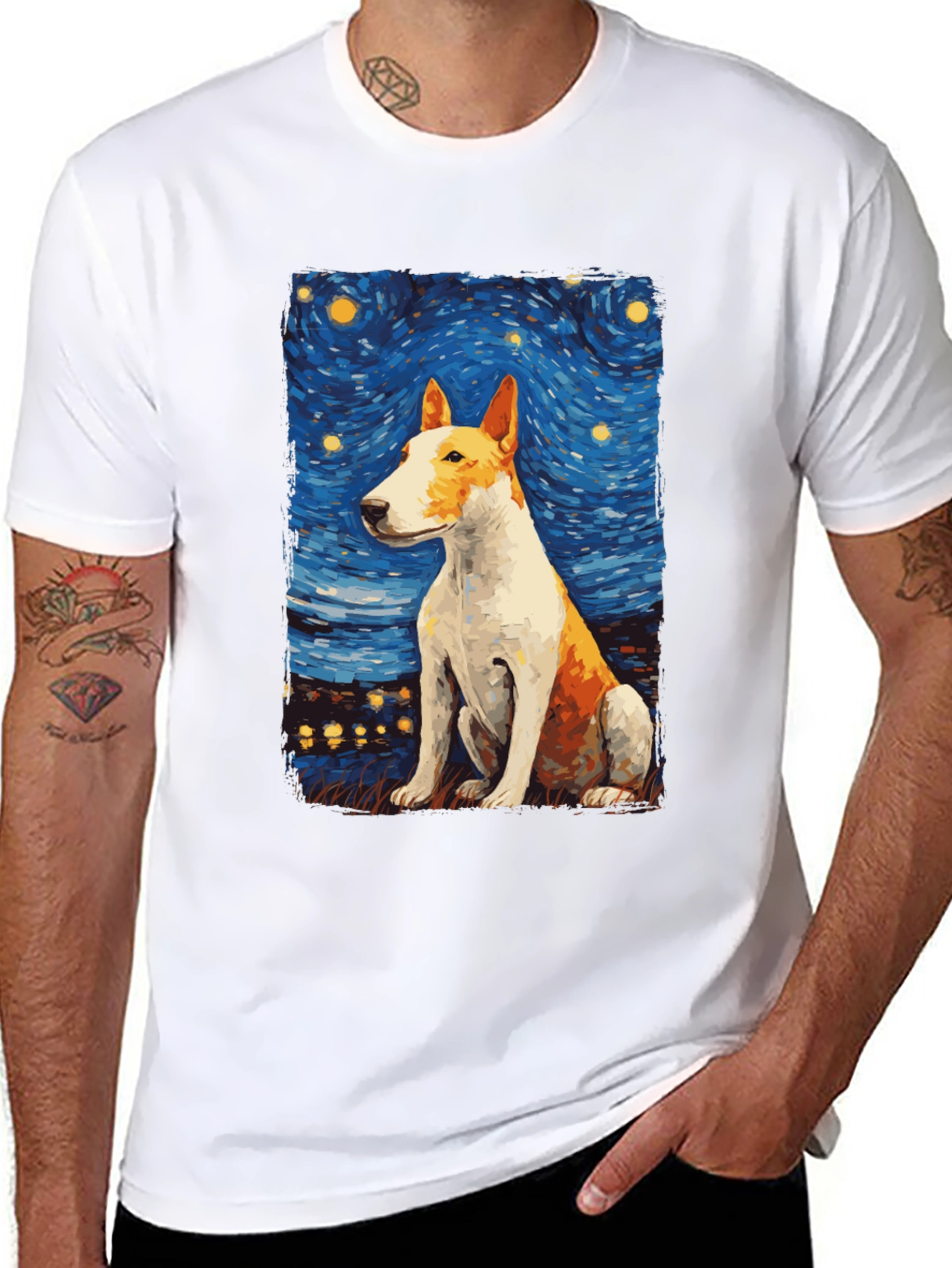 Starry Bull Terrier Art T-Shirt