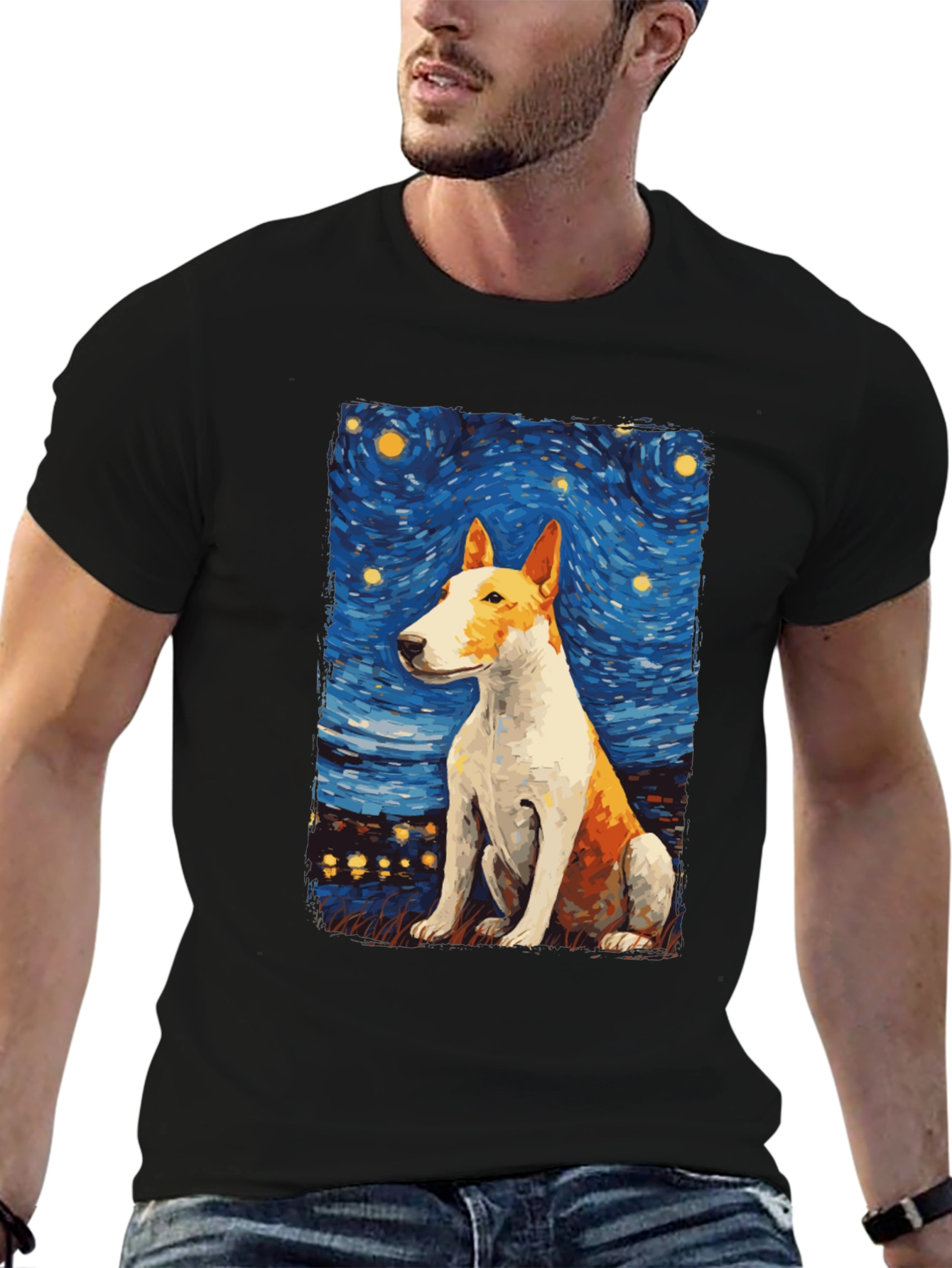 Starry Bull Terrier Art T-Shirt