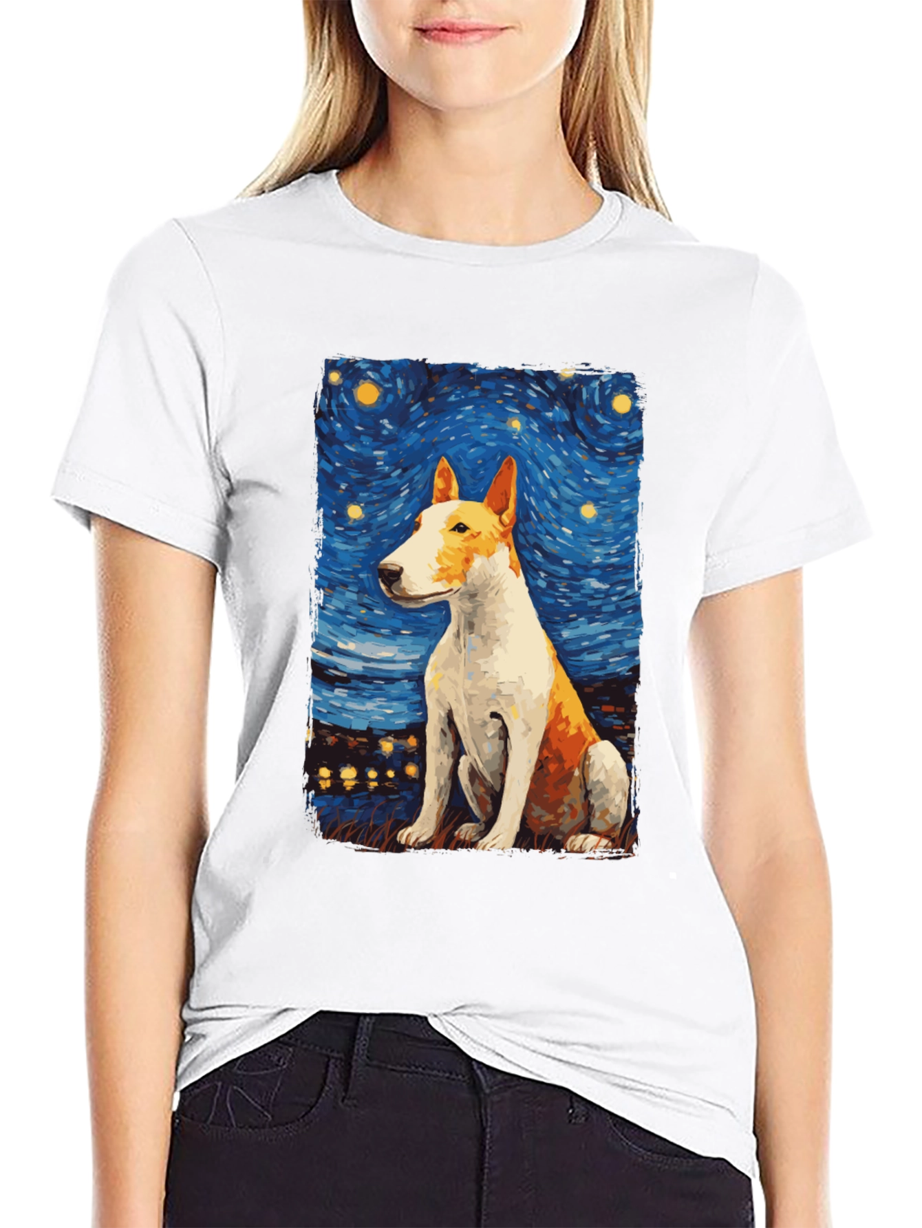 Starry Bull Terrier Art T-Shirt