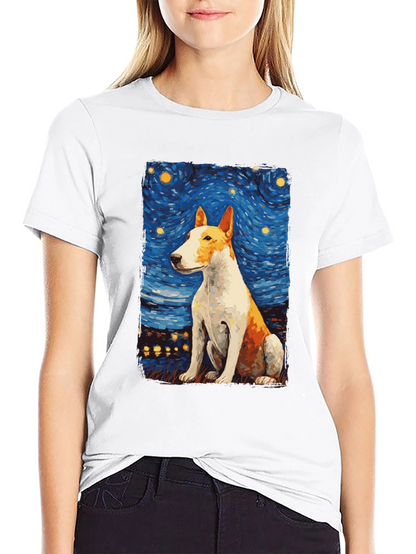 Starry Bull Terrier Art T-Shirt