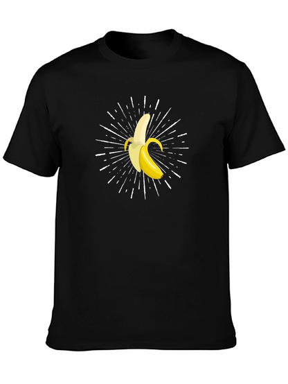 Banana Burst Graphic Tee - Black Cotton Comfort