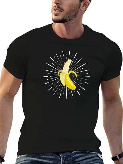 Banana Burst Graphic Tee - Black Cotton Comfort