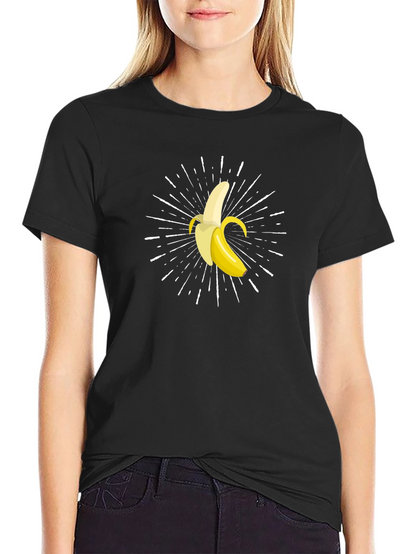 Banana Burst Graphic Tee - Black Cotton Comfort