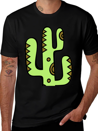 Cactus Graphic Print Black T-Shirt
