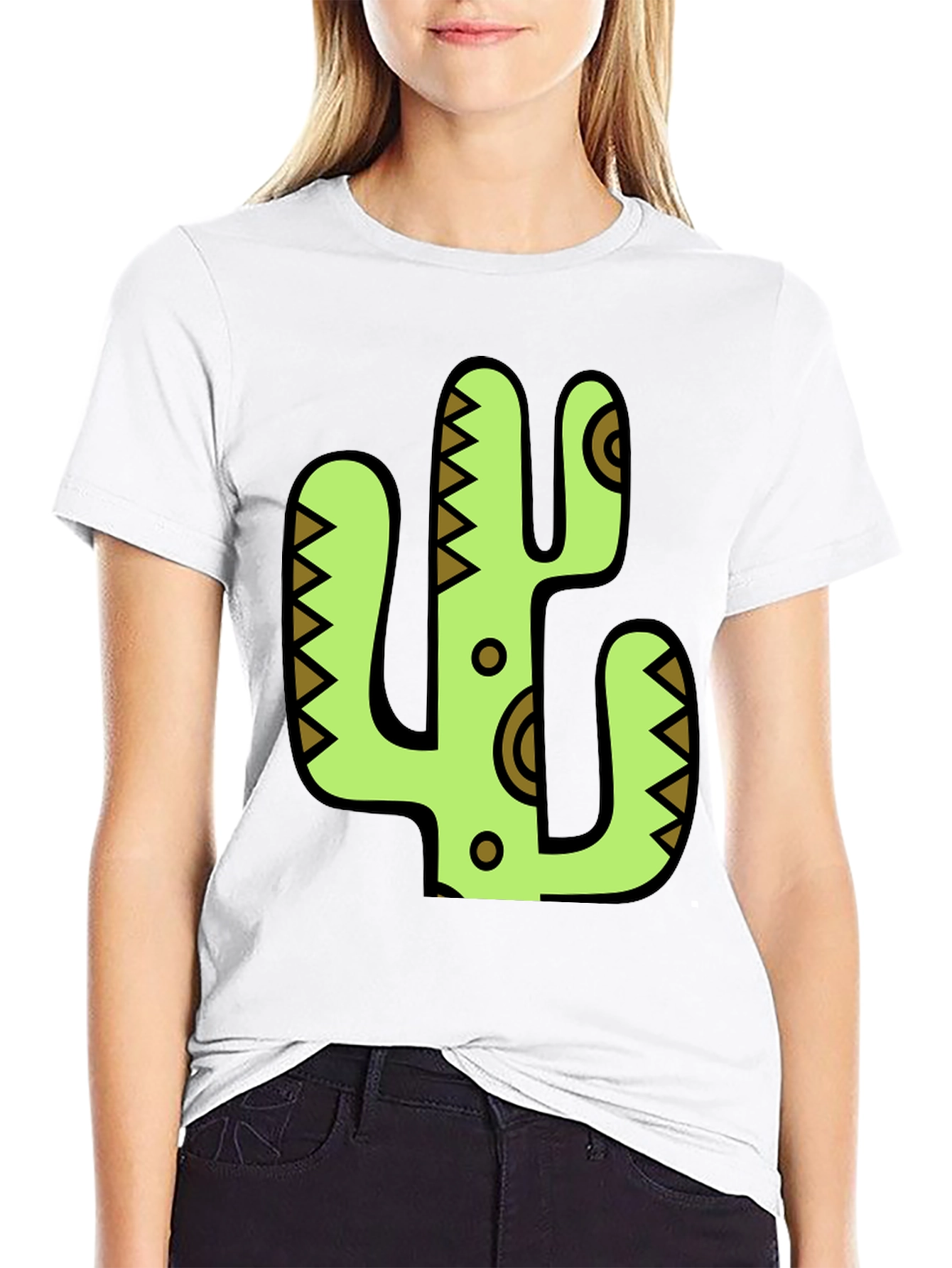 Cactus Graphic Print Black T-Shirt