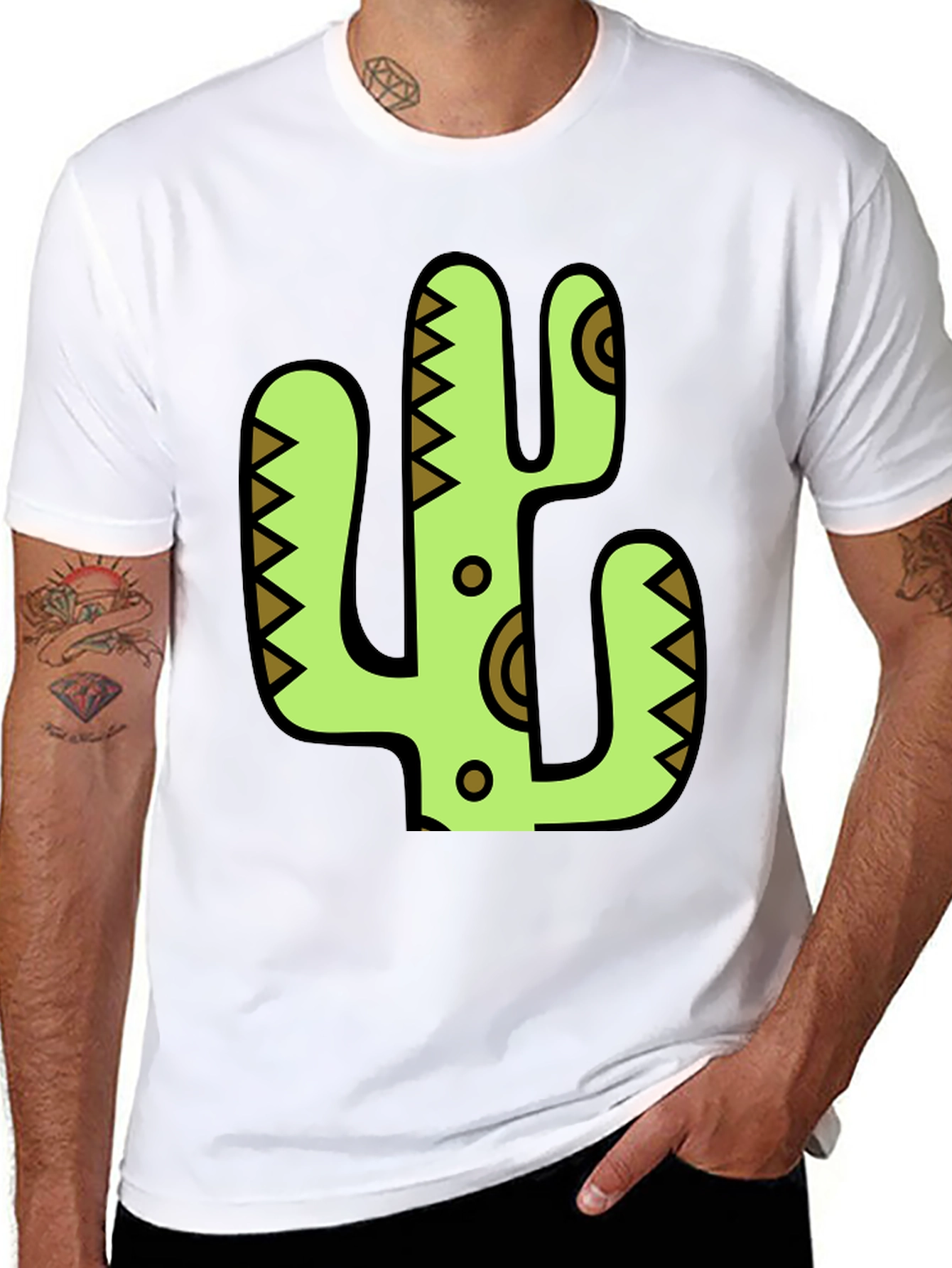 Cactus Graphic Print Black T-Shirt