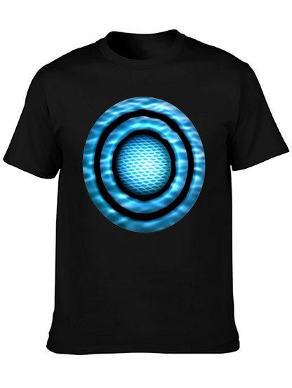 Abstract Blue Circle Design Black T-Shirt