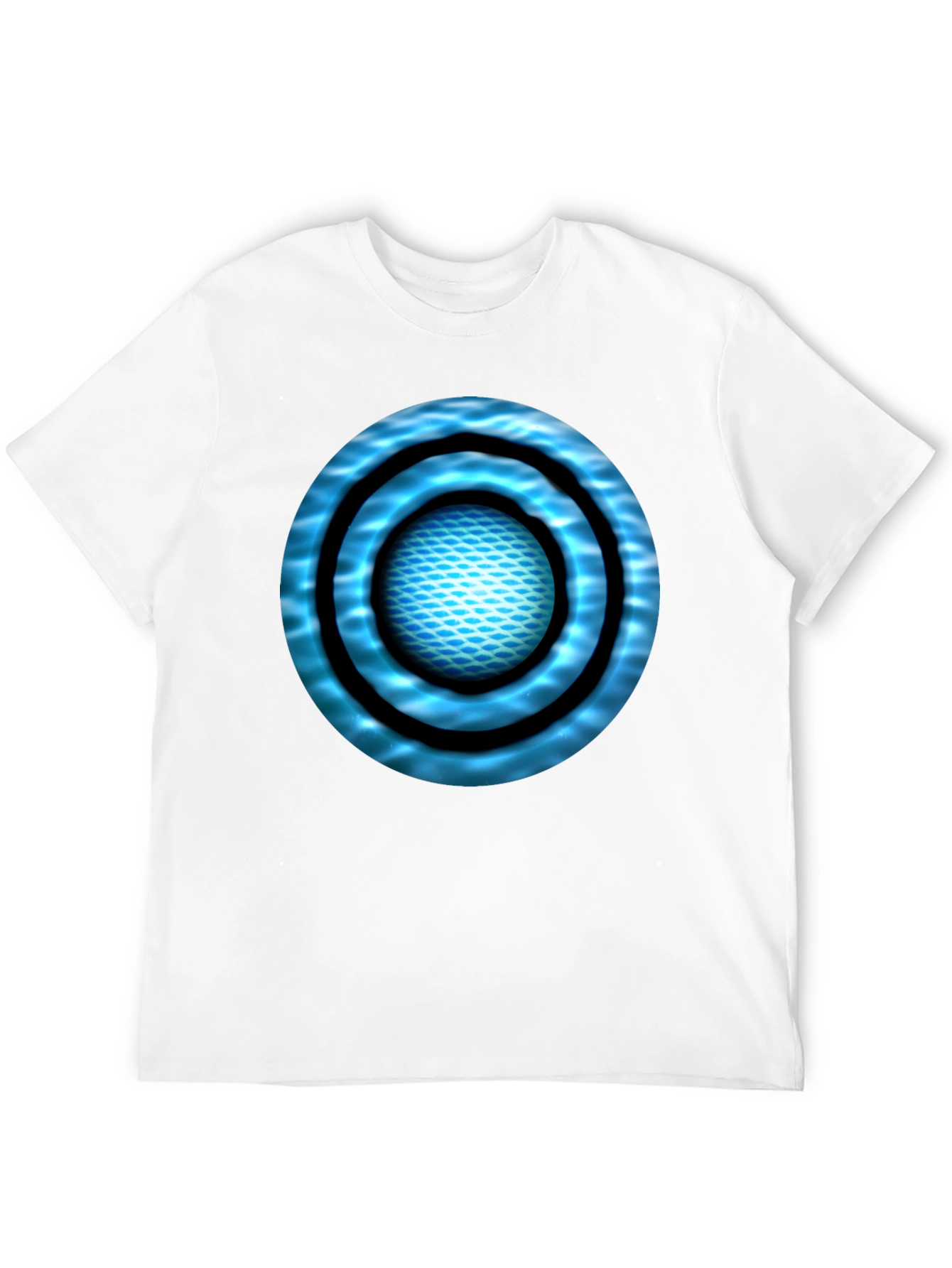 Abstract Blue Circle Design Black T-Shirt