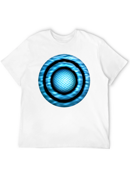 Abstract Blue Circle Design Black T-Shirt