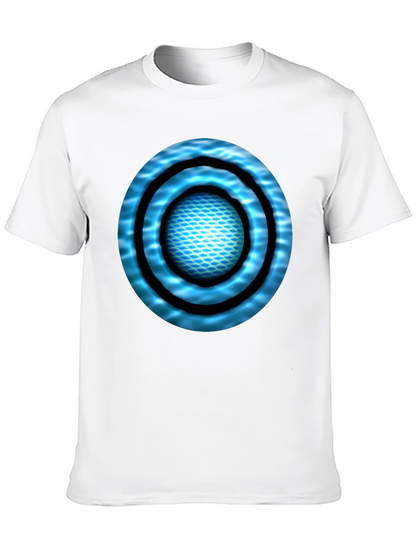 Abstract Blue Circle Design Black T-Shirt