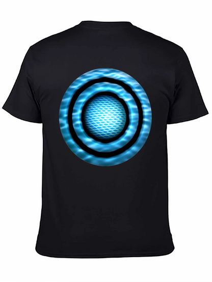 Abstract Blue Circle Design Black T-Shirt