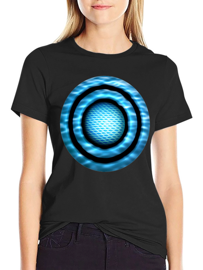 Abstract Blue Circle Design Black T-Shirt