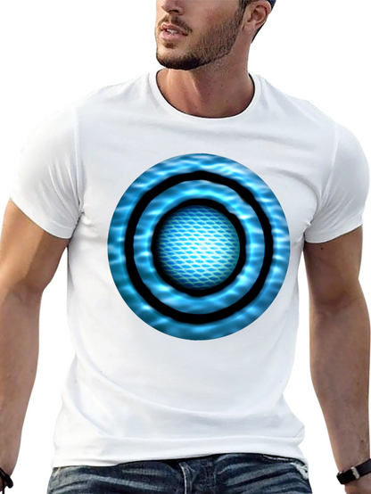 Abstract Blue Circle Design Black T-Shirt