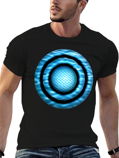 Abstract Blue Circle Design Black T-Shirt