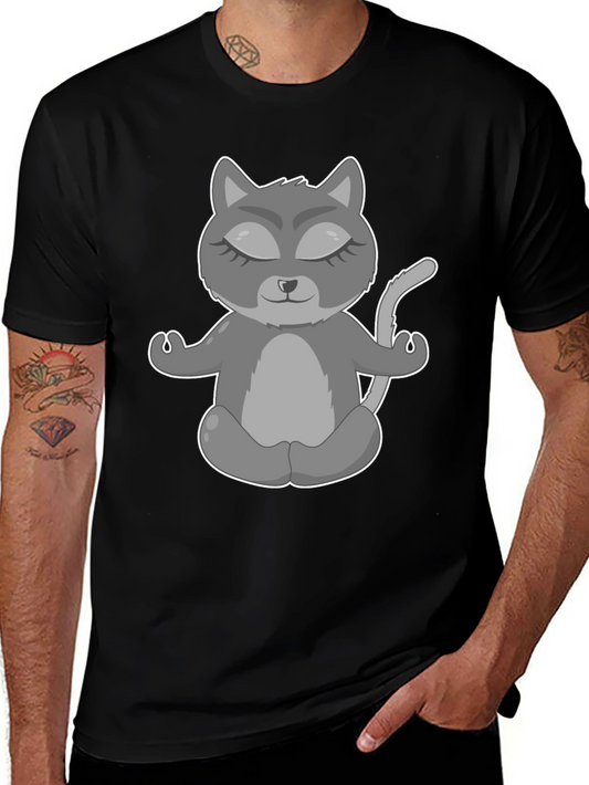 Yoga Cat Graphic T-Shirt - Black Tee