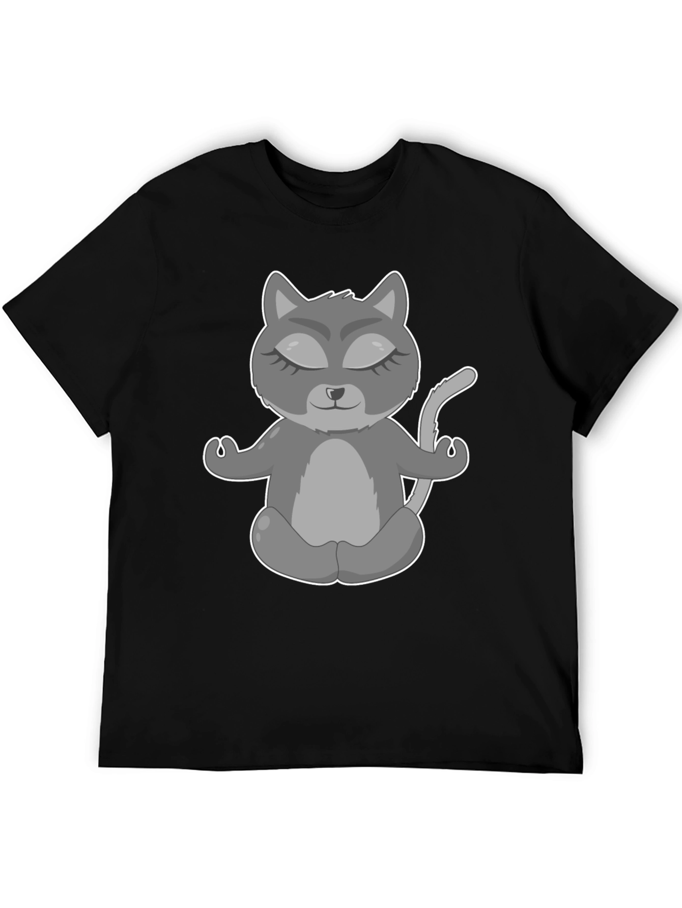 Yoga Cat Graphic T-Shirt - Black Tee
